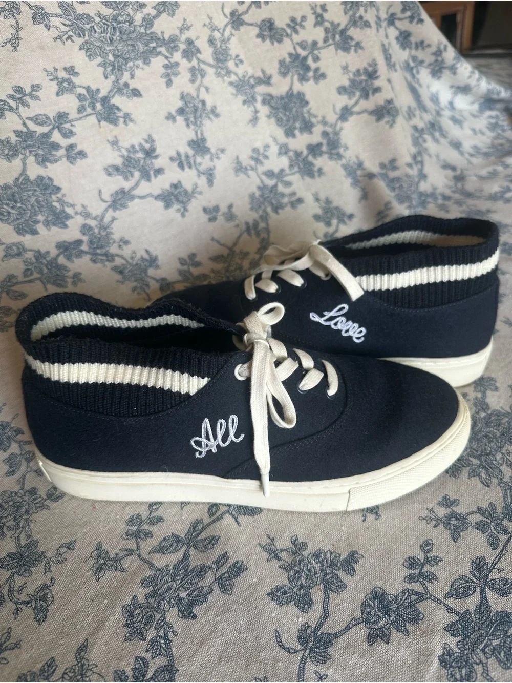 Tory Burch Navy Knit-Trim Sneakers